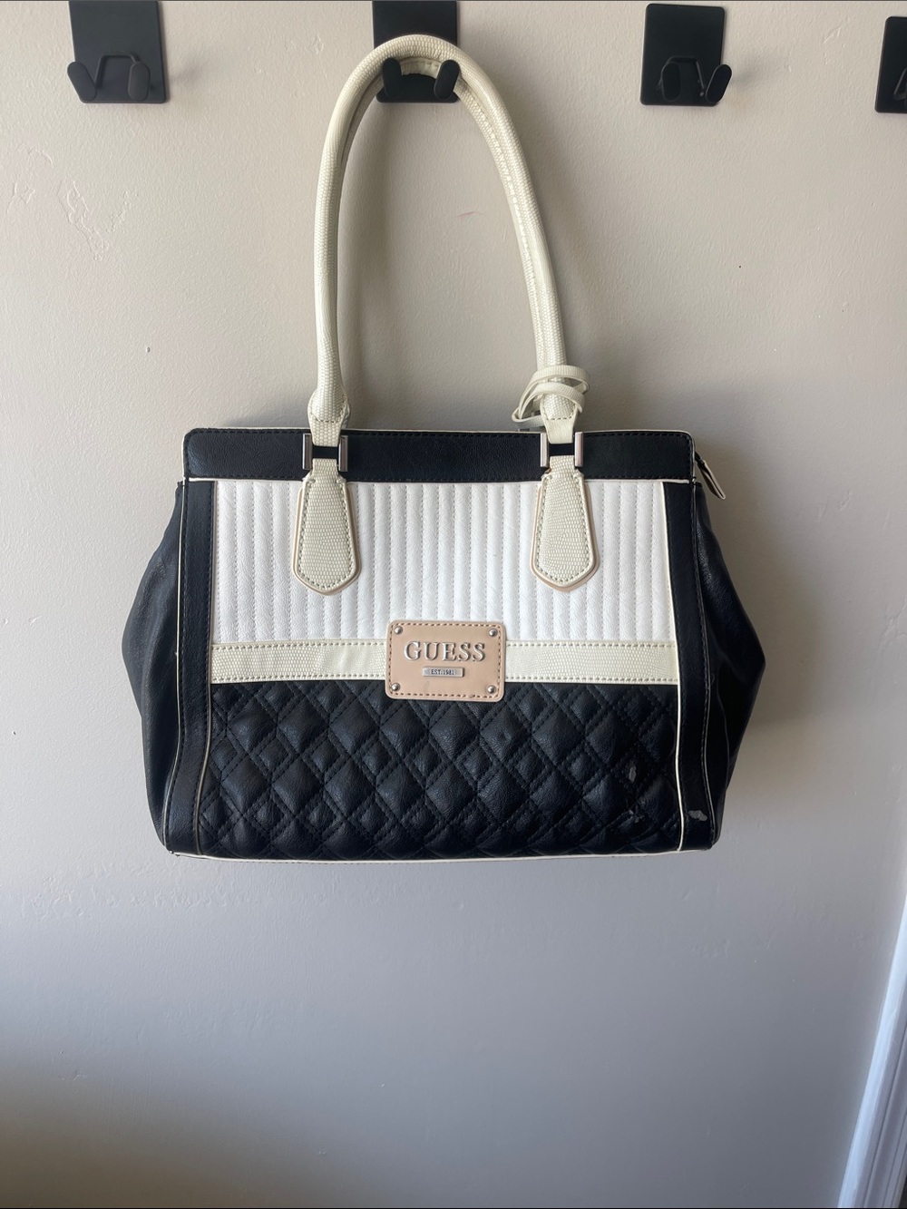 GUESS Black Quilted Tote with Handles